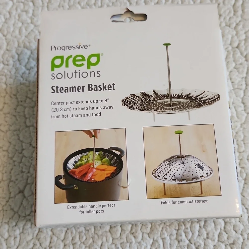 NWT Progressive Prep Solutions Vegetable Steamer Metal Basket Kitchen Cooking